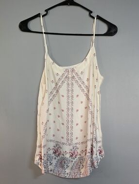 P.J. Salvage Cream Paisley Spaghetti-Strap Camisole with Pink & Blue Print
